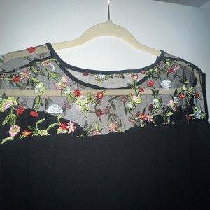 Black blouse with flowers